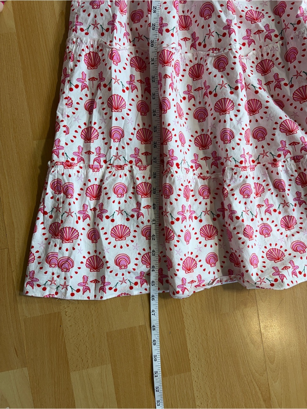Hill House Ellie Nap Dress Pink & Red Mermaid & Shells Smocked Midi Dress Large - Picture 10 of 11